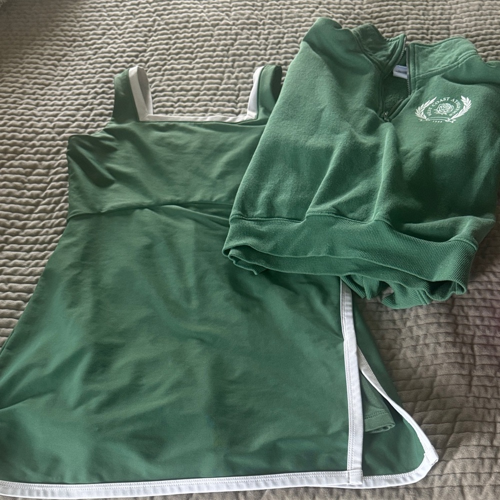 Old Navy Active Dark Green Quarter-Zip Sweatshirt and dress. Size L 10/12.